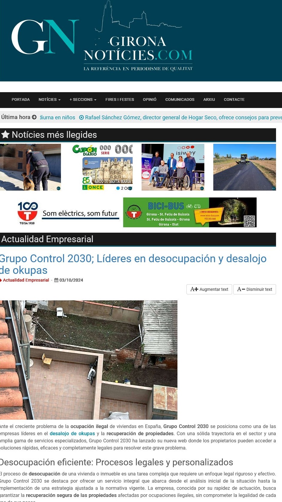 desocupación y desalojo de okupas en girona